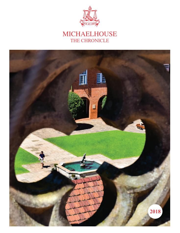 The Chronicle 2018 cover featuring Jonathan Burton's aerial photograph of the Michaelhouse quad